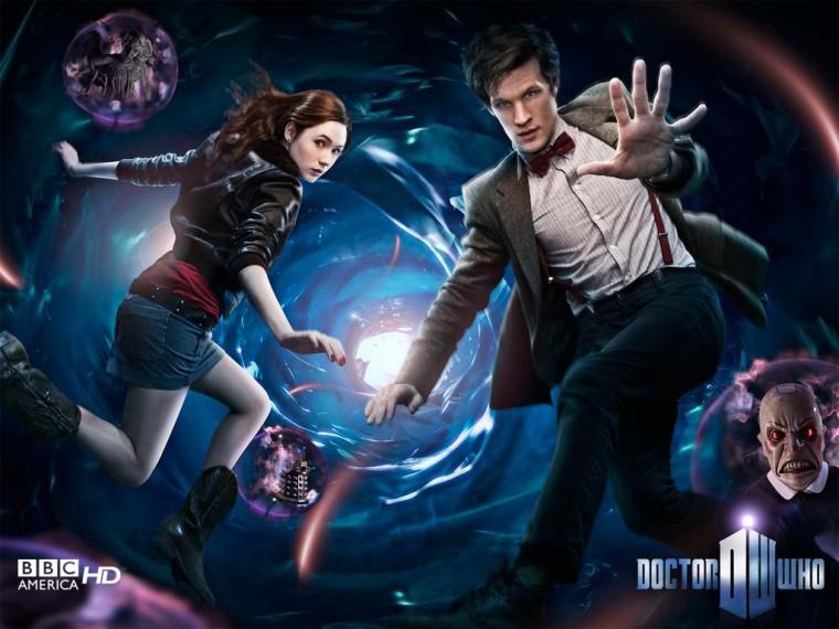 The Doctor, played by Matt Smith, and Amy Pond, played by Karen Gillan.
