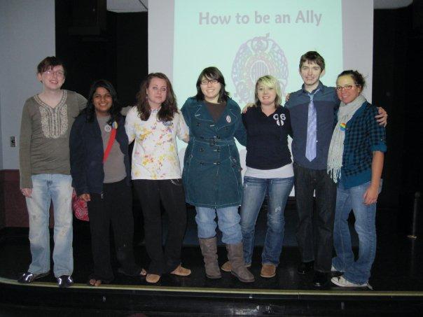 Members of Iona College GSA during a Coming Out Week 2010 event.
