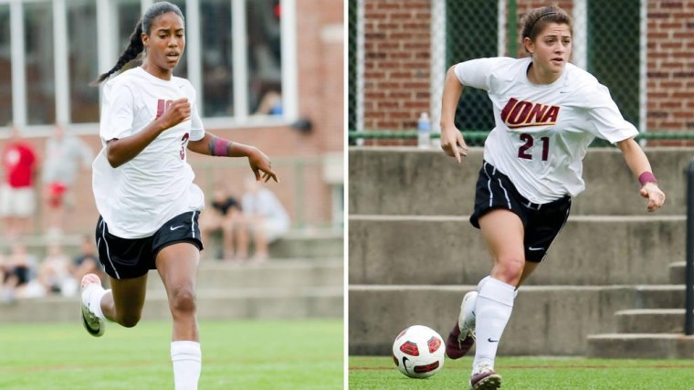 The freshman duo of Sali Ayinde (left) and Melissa Frederick (right) received All-MAAC honors.
