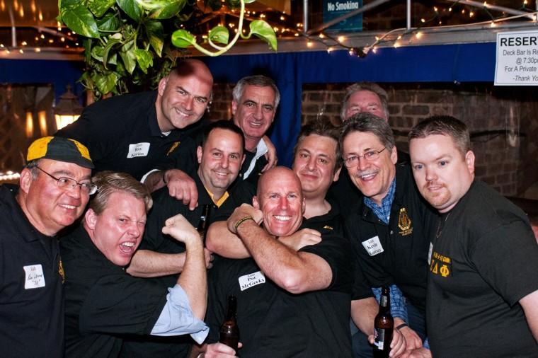 Some of the brothers of Sigma Delta Phi at the fraternity’s reunion dinner on April 28.
