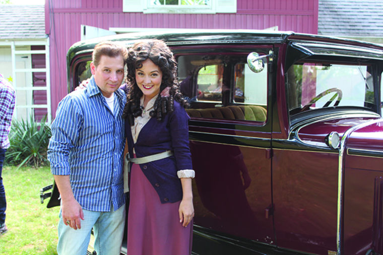 Alumnus Rudy Cecera poses with Kristina Thompson who plays Mabel in Ceceras silent film.