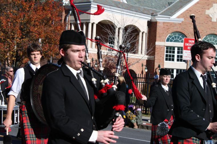 Members of the Iona College Pipe Band played all along the parade route.