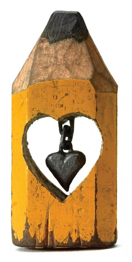 The sculpture 'Hanging Heart' is one of the many works found in Ghetti's exhibit, which showcases extreme detail at a miniature scale.