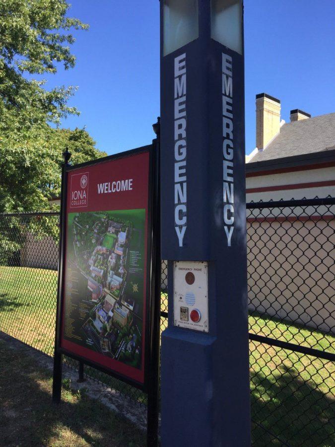 Iona College has emergency blue light stations across campus in order to call security if you are in danger.