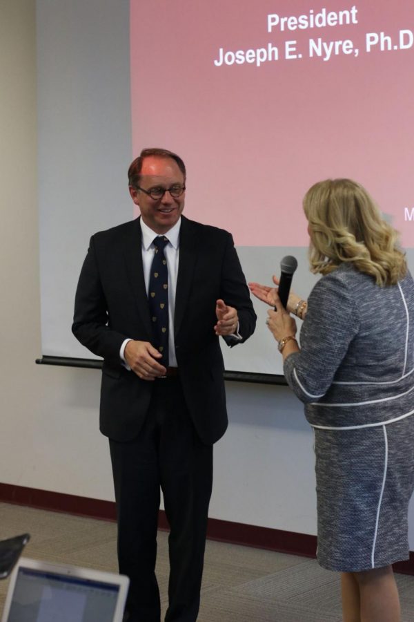 President Nyre and Denise Hopkins spoke on diversity at Iona and the continued support for the Unity Project by the administration.