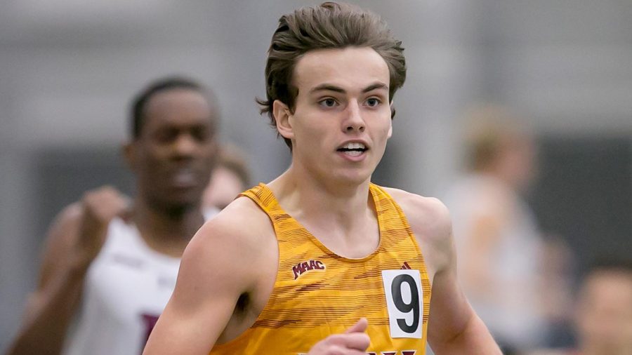 Junior Damien Dilcher placed second in the 800-meter at the Metropolitan Indoor Track and Field Championships and third in the mile race at the 2020 Metro Atlantic Athletic Conference Indoor Track and Field Championships. Photo courtesy of icgaels.com.