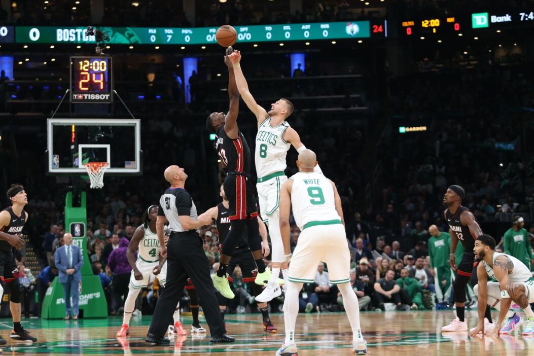 The Celtics avenged last seasons playoff exit with a 119-111 win against the Heat.