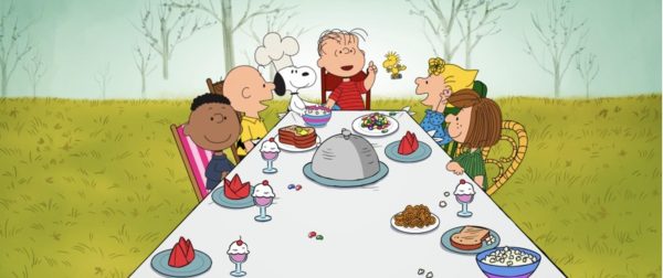 The Peanuts gather for another year of Thanksgiving activities.