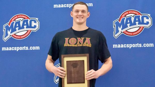 Photo courtesy of Ionagaels.com. Faughnan won his fifth gold en route to his second MAAC Most Outstanding Player Award.