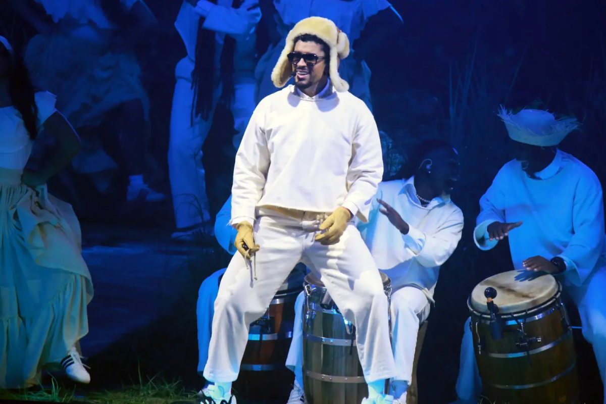 Bad Bunny performing during “No Me Quiero Ir de Aqui: Una Mas” in San Juan, Puerto Rico on Sept. 20, 2025. 